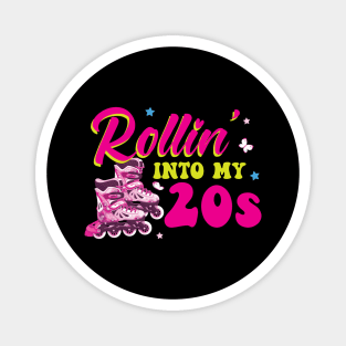 Rollin' Into My 20s - 20. Birthday Roller Skating Magnet